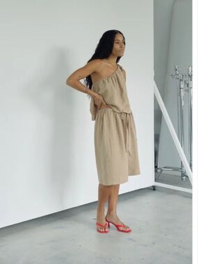 Boheme Brown Pinstripe Tank & Shorts Set